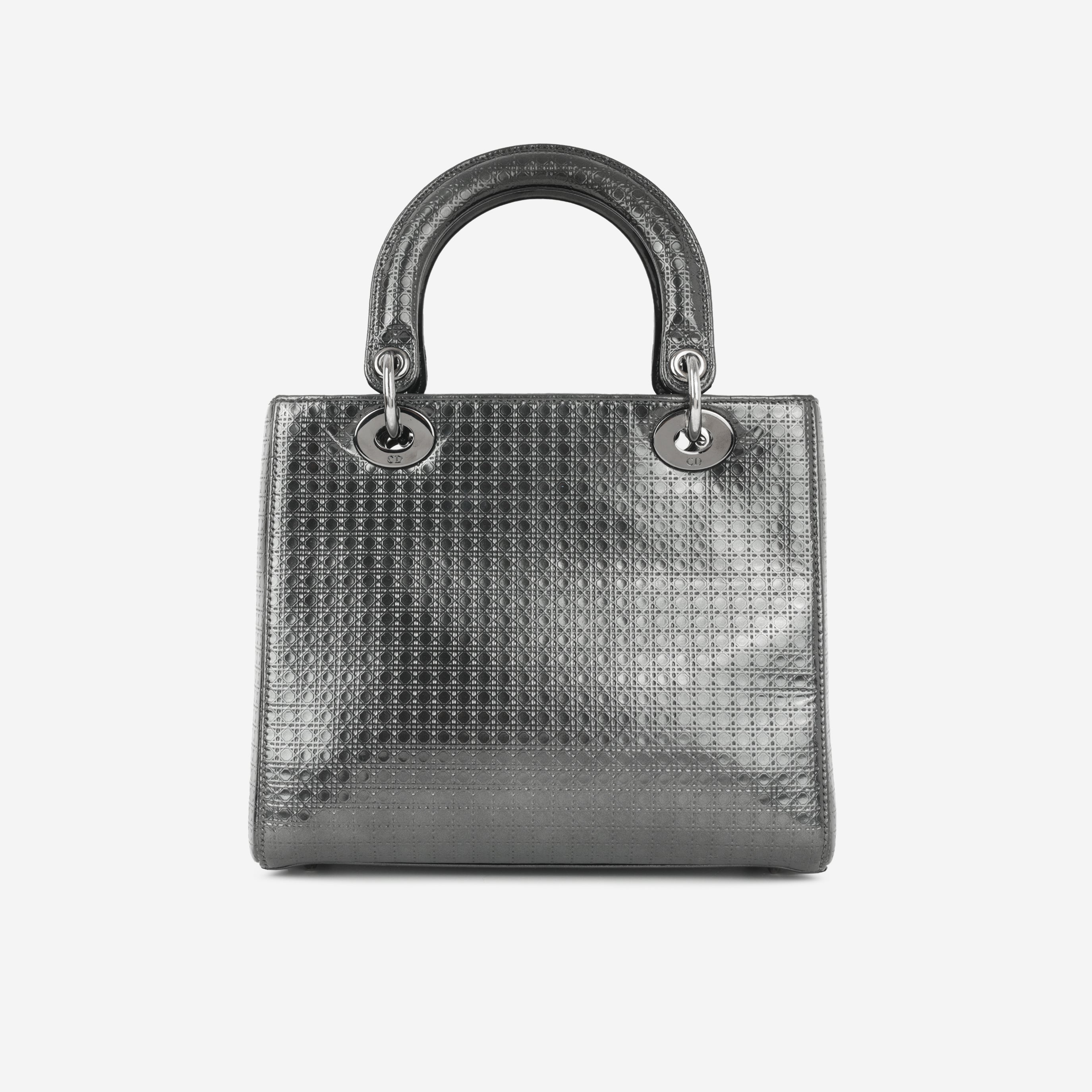 Dior Medium Lady Dior  - Dark Grey Metallic Microcannage | Ruthenium Hardware