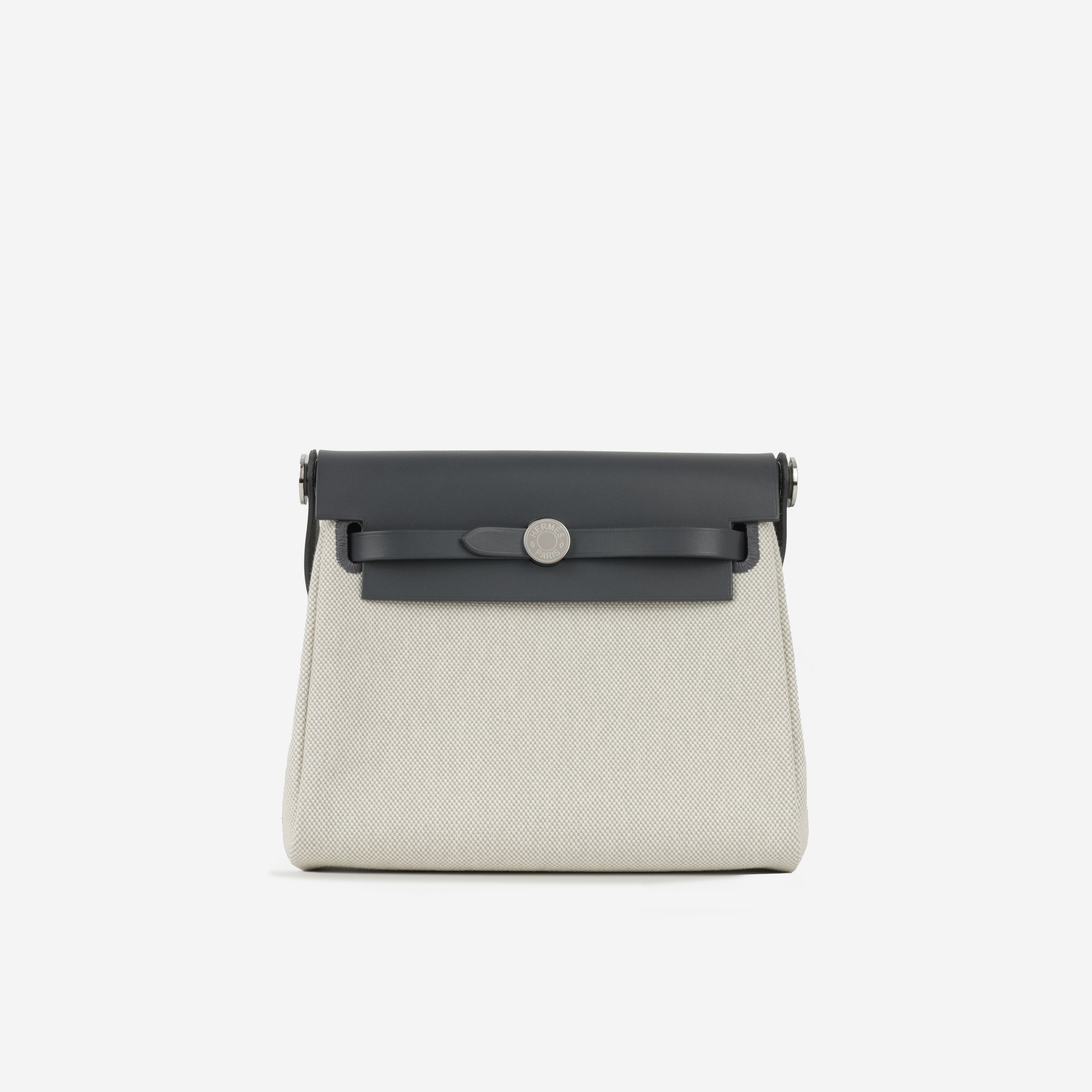 Hermès Mini Herbag 20 - Ecru / Bleu Glacier Canvas / Ardoise hunter | Palladium Hardware