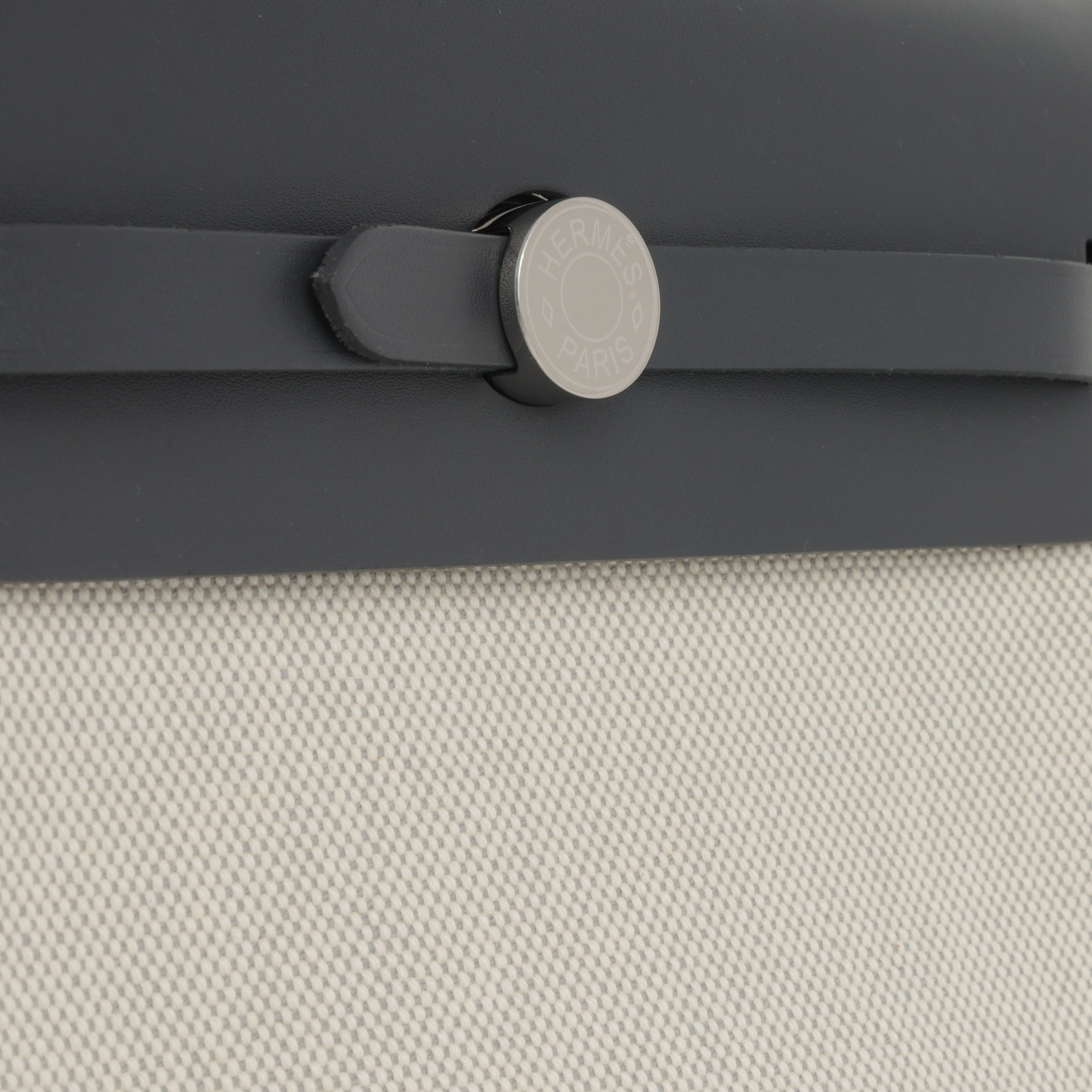 Hermès Mini Herbag 20 - Ecru / Bleu Glacier Canvas / Ardoise hunter | Palladium Hardware