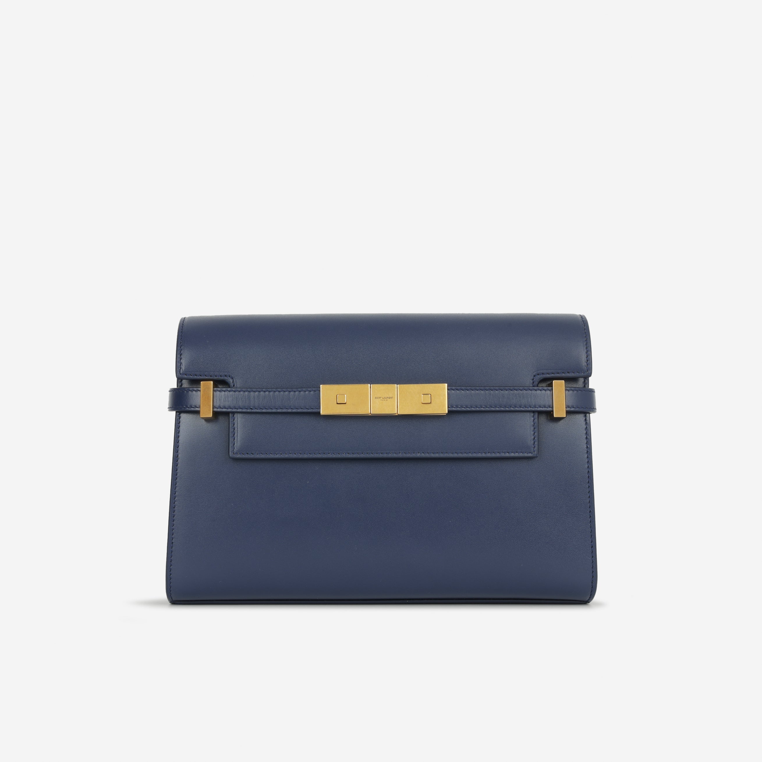 Saint Laurent Manhattan Shoulder Bag - Navy Smooth Calfskin | Gold Hardware