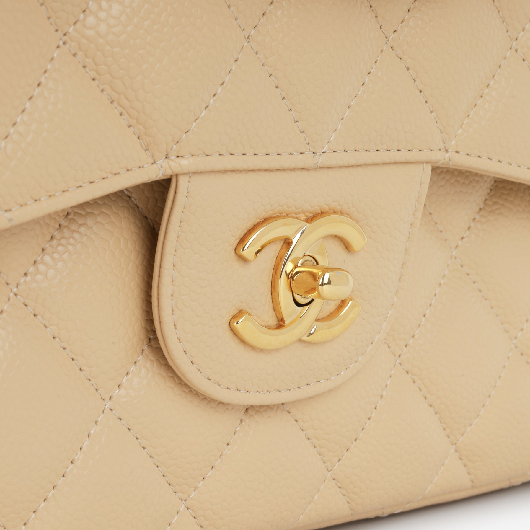 Chanel Classic Jumbo Double Flap - Beige Caviar | Gold Hardware