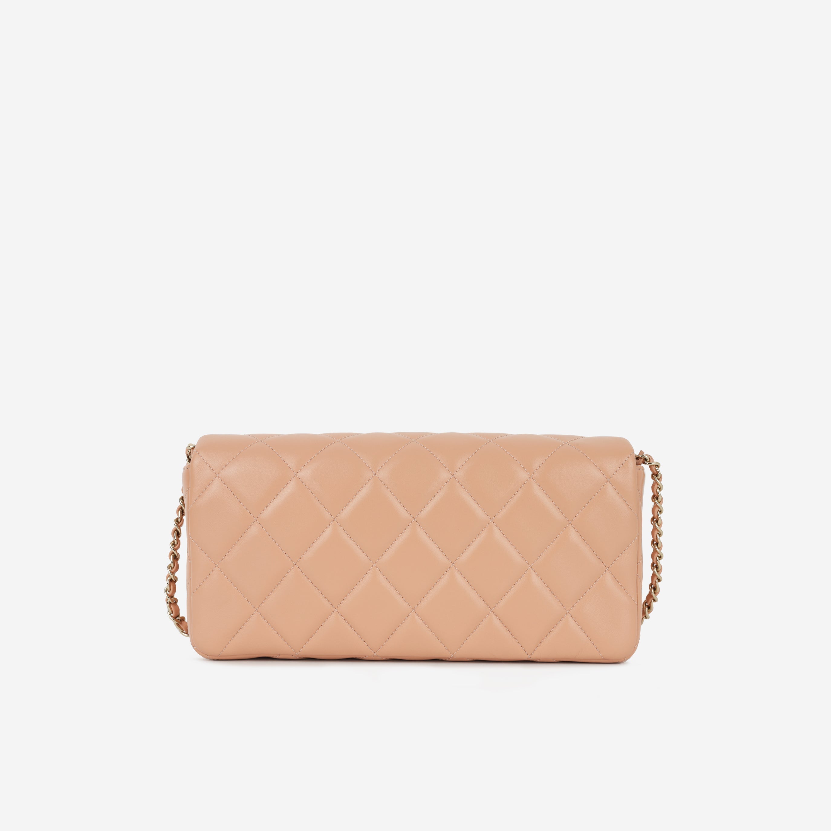 Chanel Pearl East West Flap Bag - Peach Lambskin | Champagne Gold Hardware