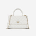 Chanel Small Coco Handle - White Caviar | Champagne Gold Hardware