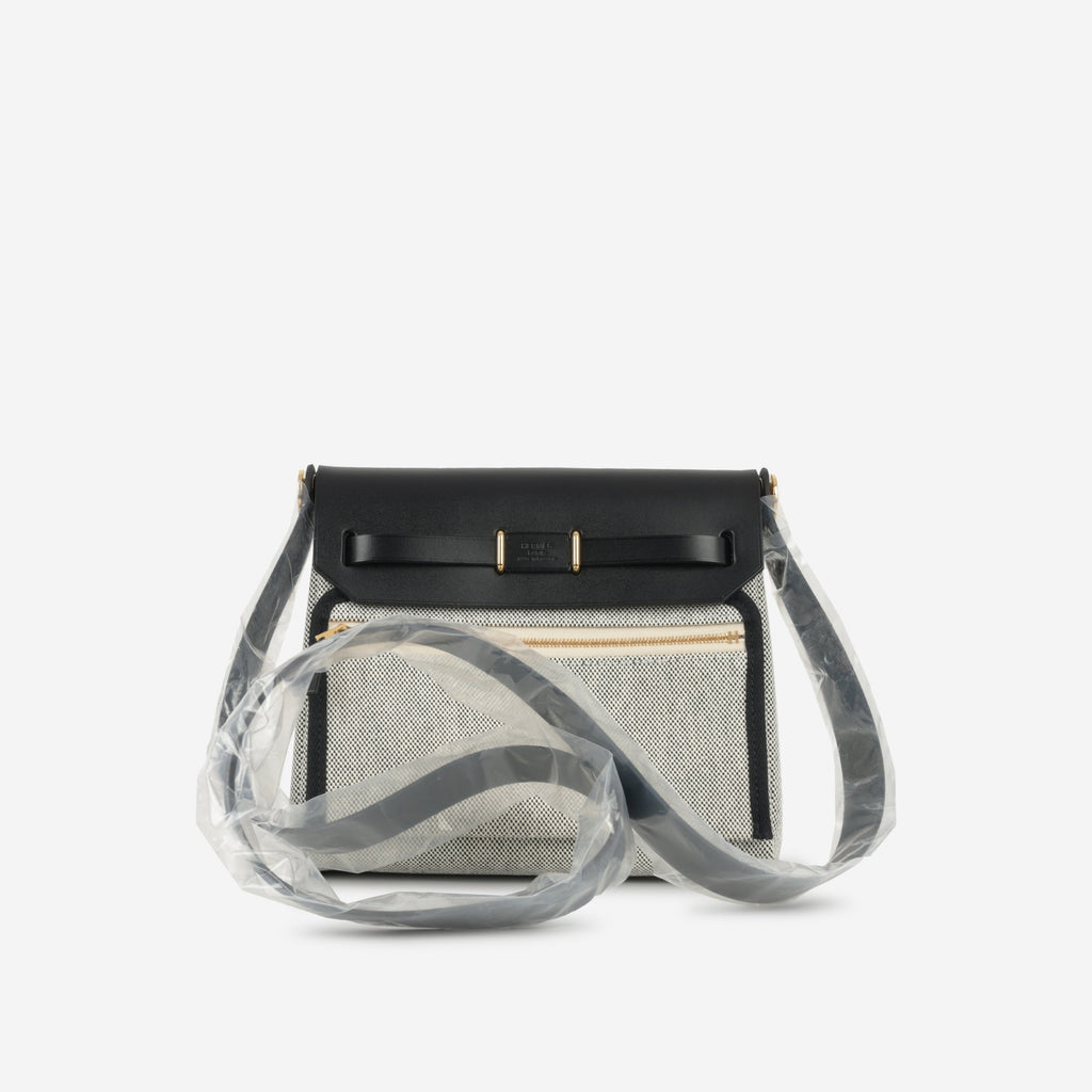Hermès Mini Herbag 20 - Noir / Ecru Quadrille / Noir Hunter | Gold Hardware
