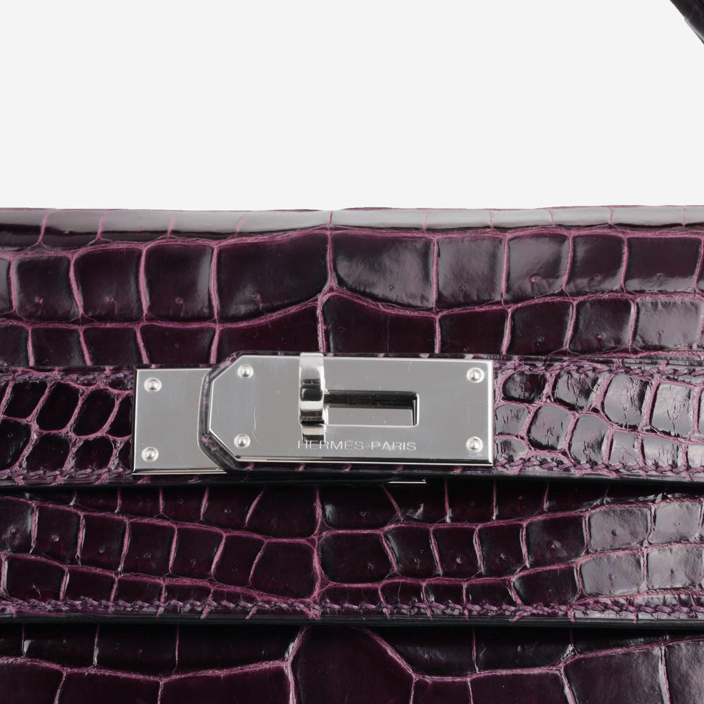Hermès Kelly 40 - Amethyst Crocodile Porosus | Palladium Hardware