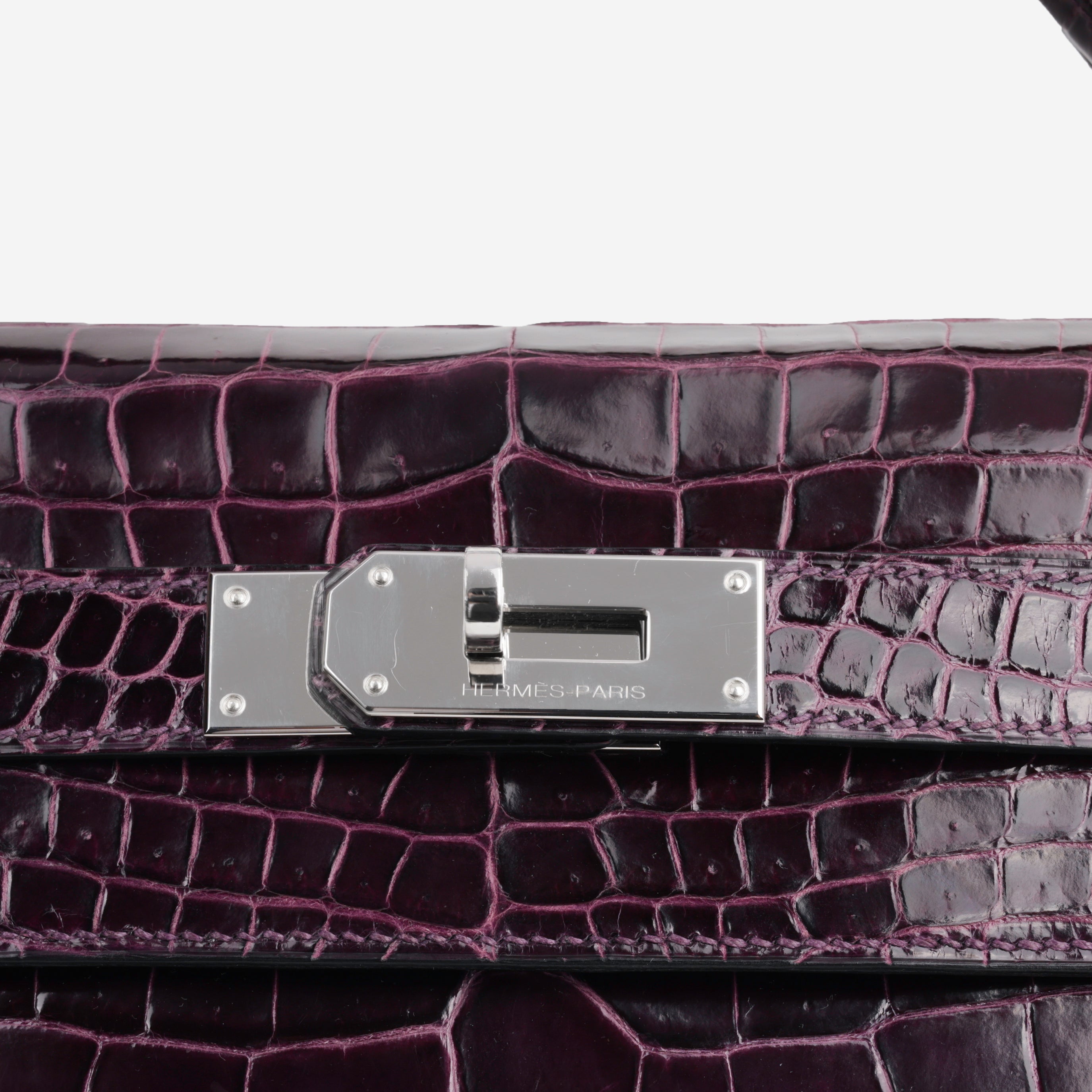 Hermès Kelly 40 - Amethyst Crocodile Porosus | Palladium Hardware
