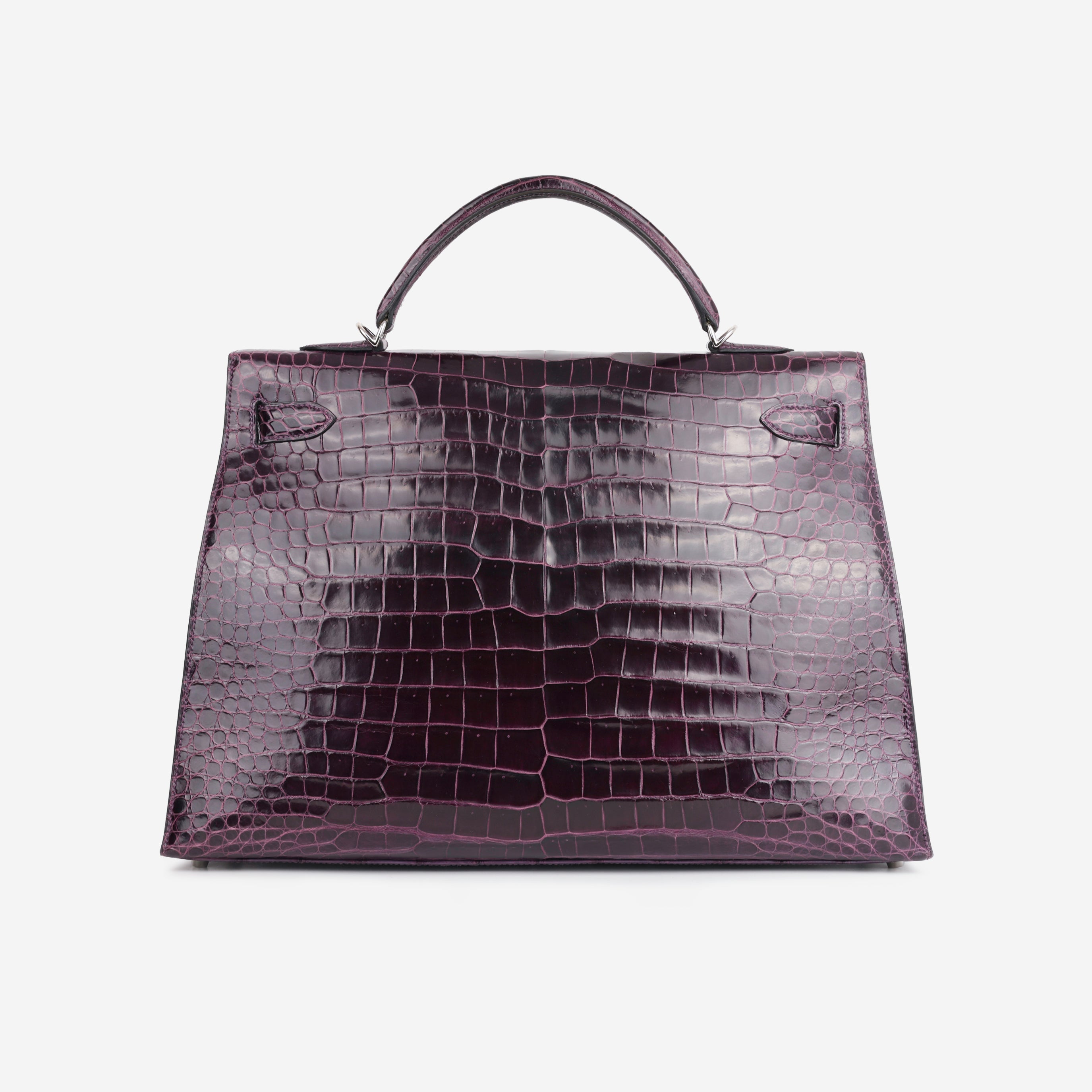 Hermès Kelly 40 - Amethyst Crocodile Porosus | Palladium Hardware