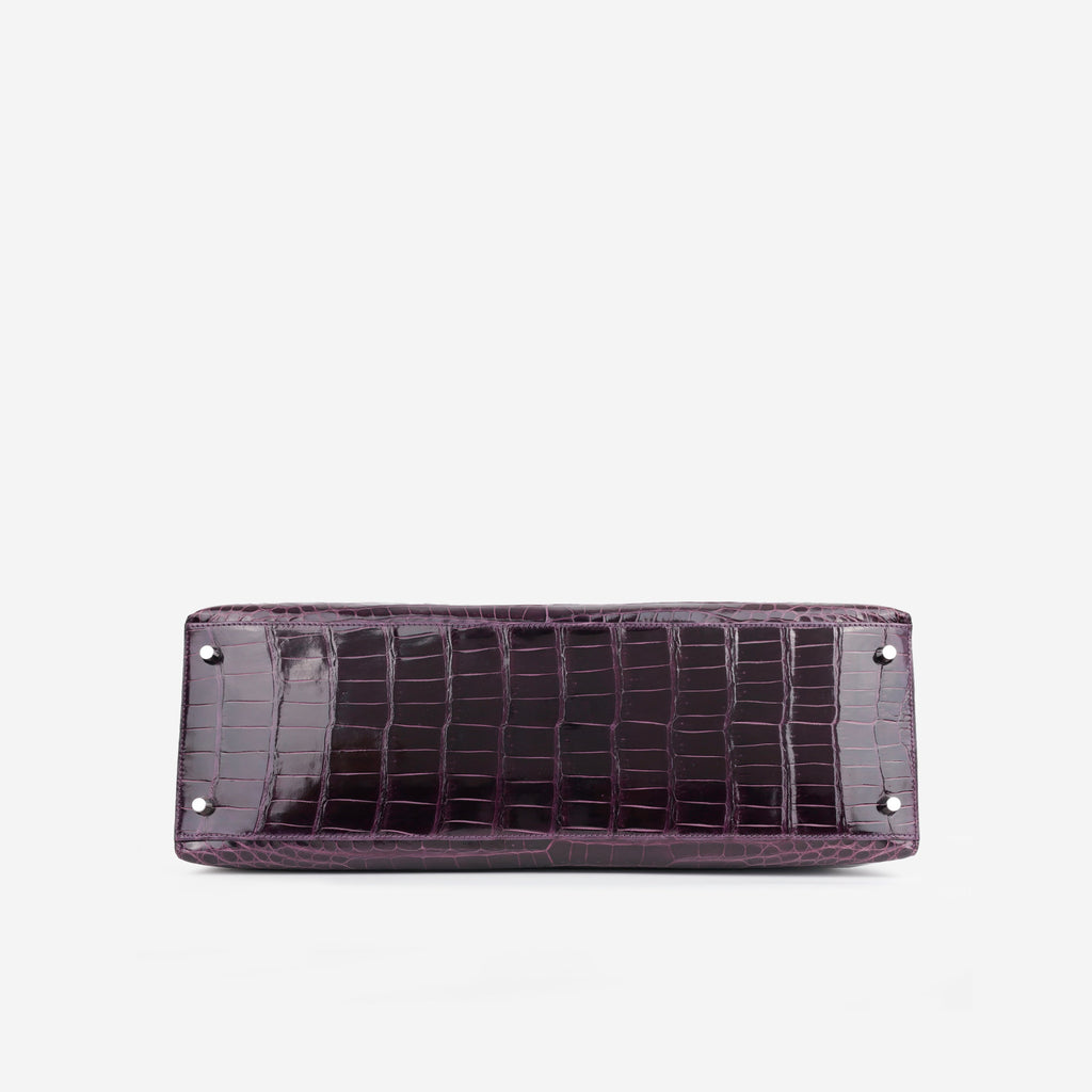 Hermès Kelly 40 - Amethyst Crocodile Porosus | Palladium Hardware