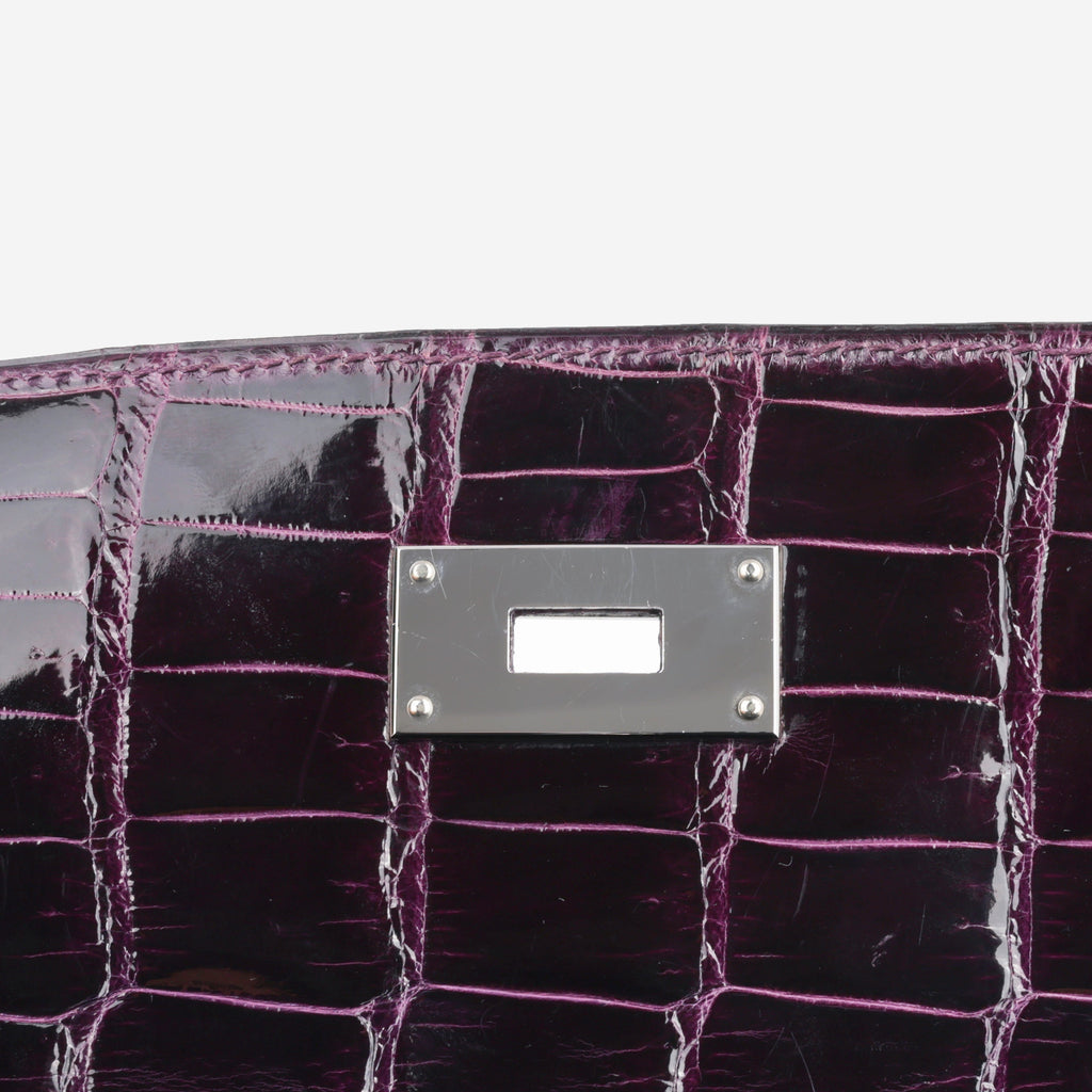 Hermès Kelly 40 - Amethyst Crocodile Porosus | Palladium Hardware