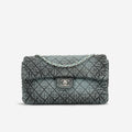 20c Seasonal Jumbo Flap - Teal / Black Denimpression  | Silver Hardware