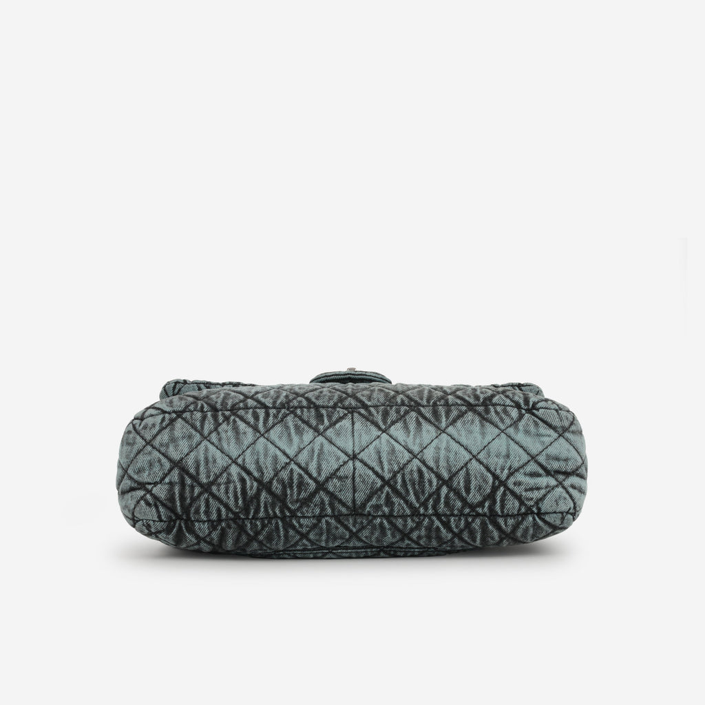 20c Seasonal Jumbo Flap - Teal / Black Denimpression  | Silver Hardware