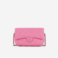 Chanel CC Phone Holder - Hot Pink Lambskin | Silver Hardware