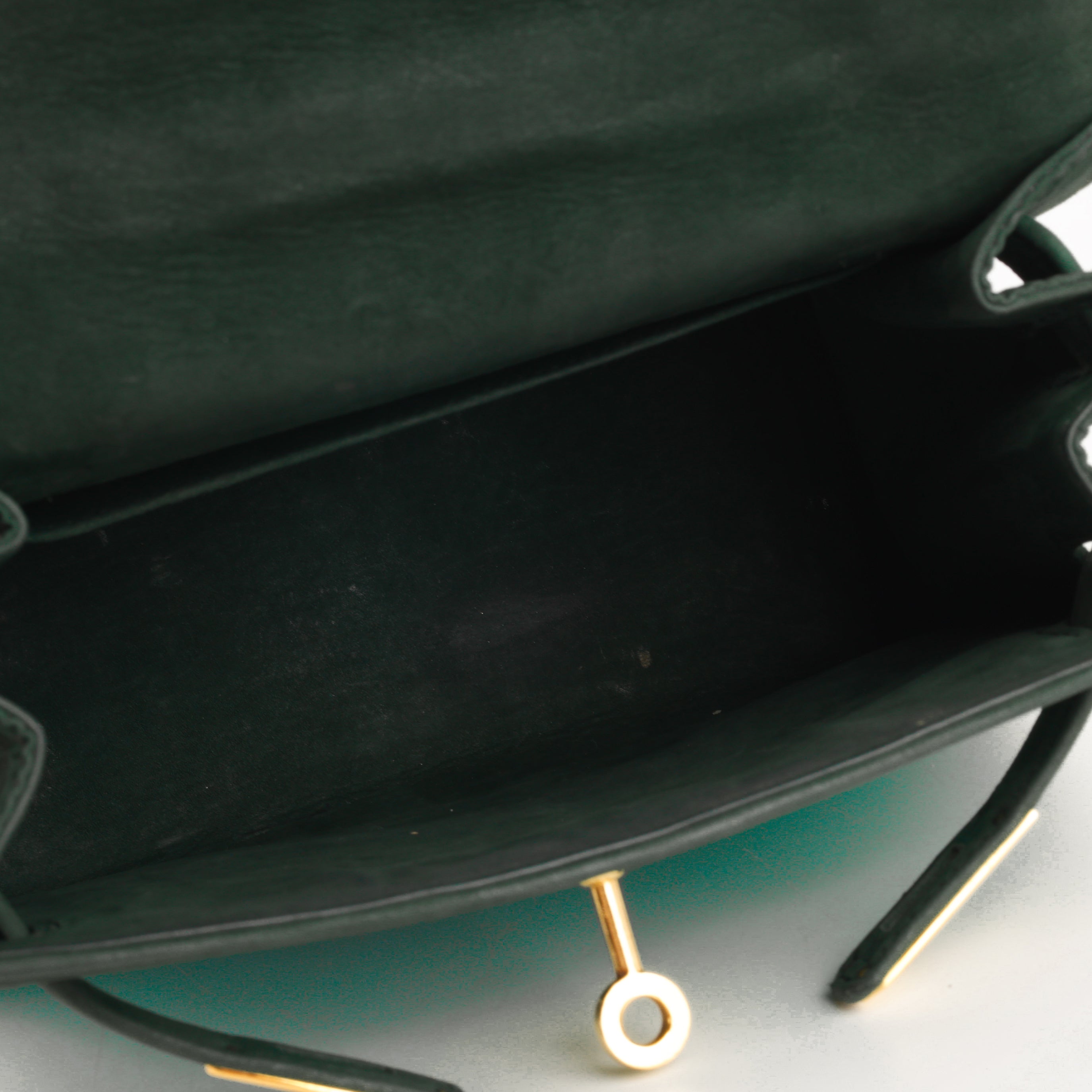 Hermès Vintage Kelly 20 - Malachite Satin/Vert Fonce Veau Velours | Gold Hardware