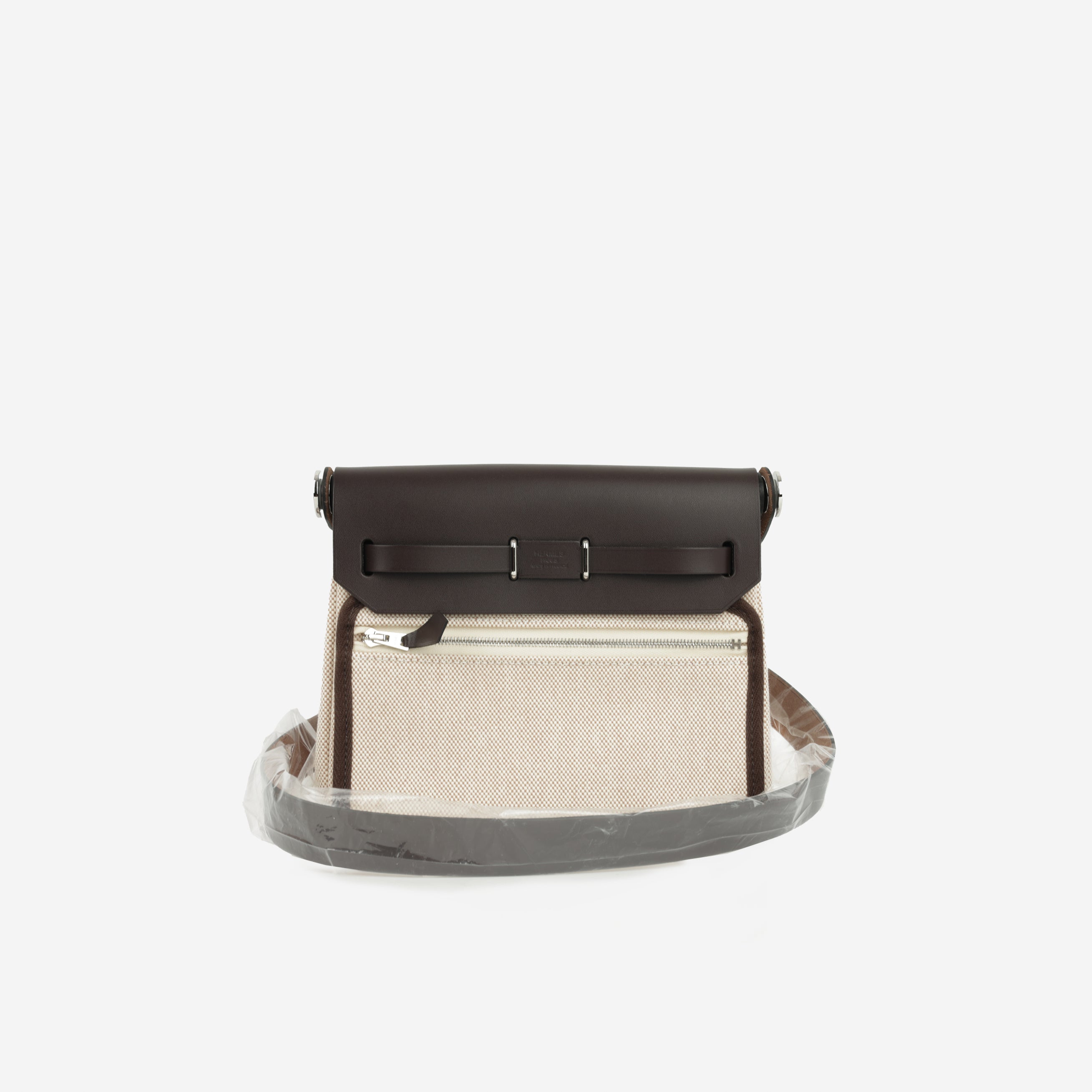 Hermès Mini Herbag 20 - Ecru Toile / Ebene Hunter | Palladium Hardware