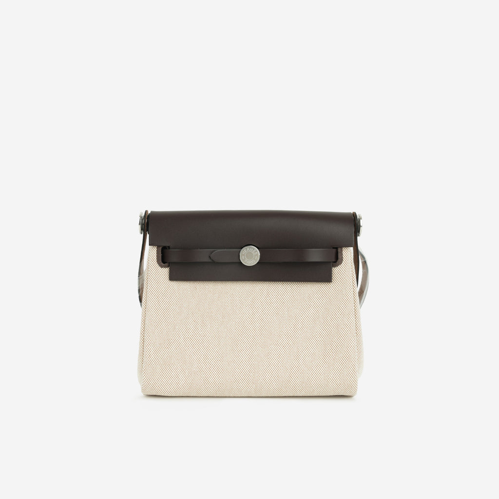 Hermès Mini Herbag 20 - Ecru Toile / Ebene Hunter | Palladium Hardware