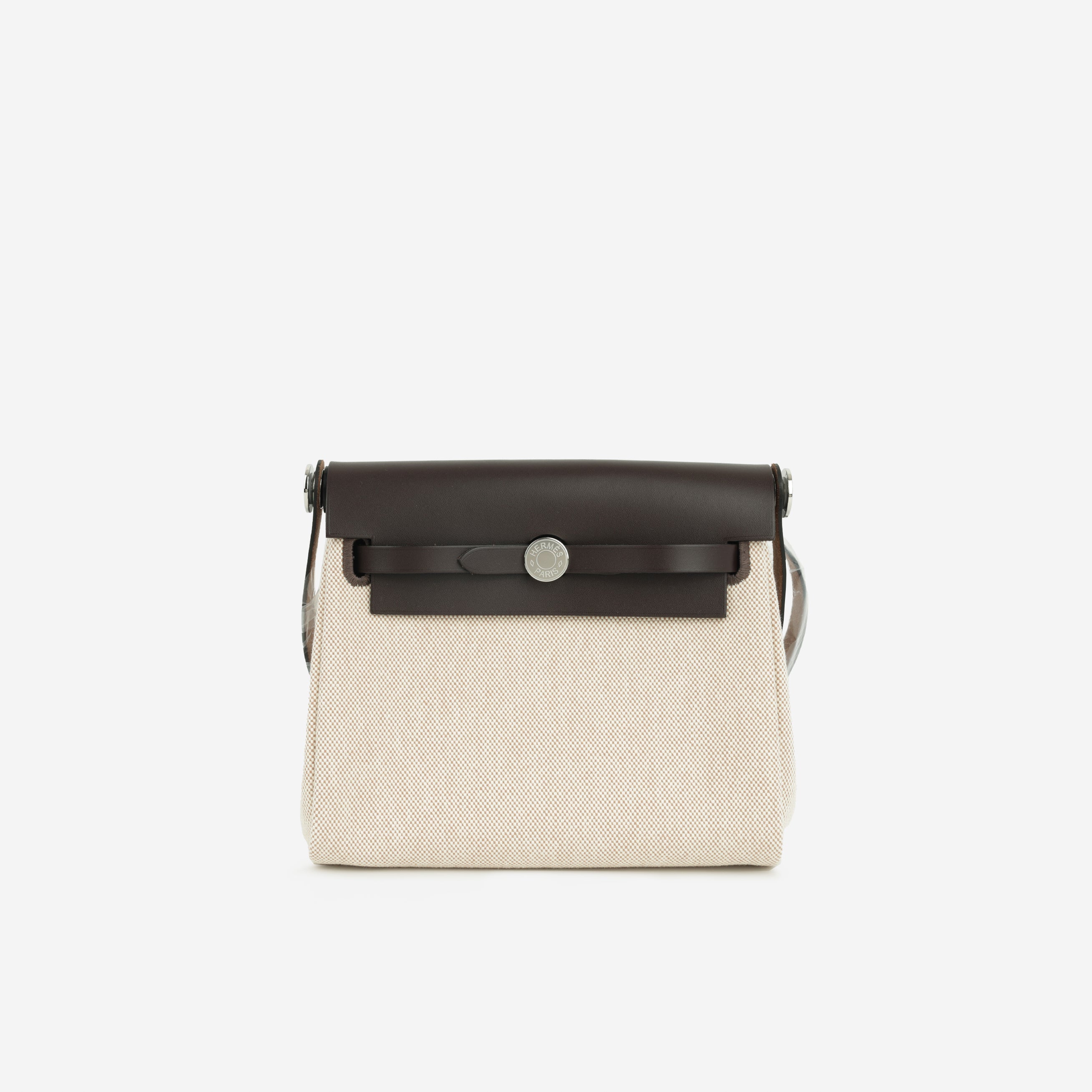 Hermès Mini Herbag 20 - Ecru Toile / Ebene Hunter | Palladium Hardware
