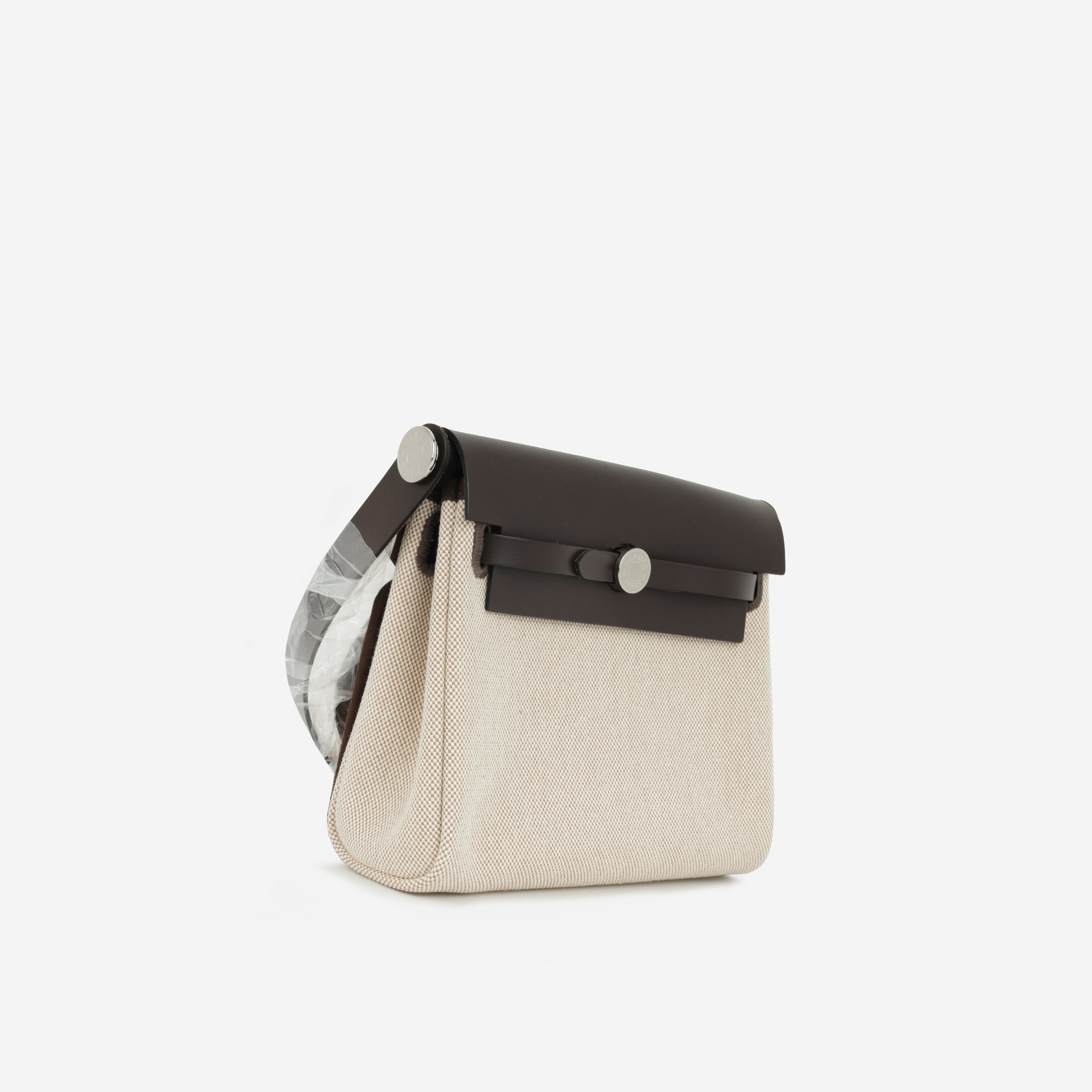 Hermès Mini Herbag 20 - Ecru Toile / Ebene Hunter | Palladium Hardware