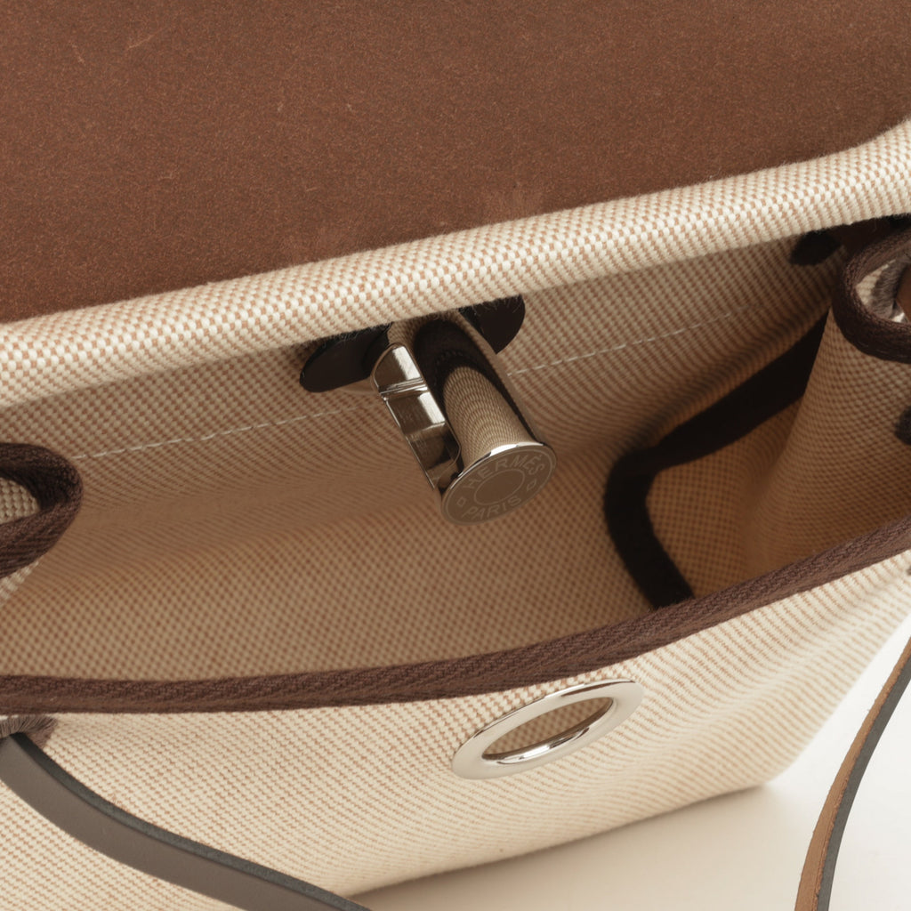 Hermès Mini Herbag 20 - Ecru Toile / Ebene Hunter | Palladium Hardware