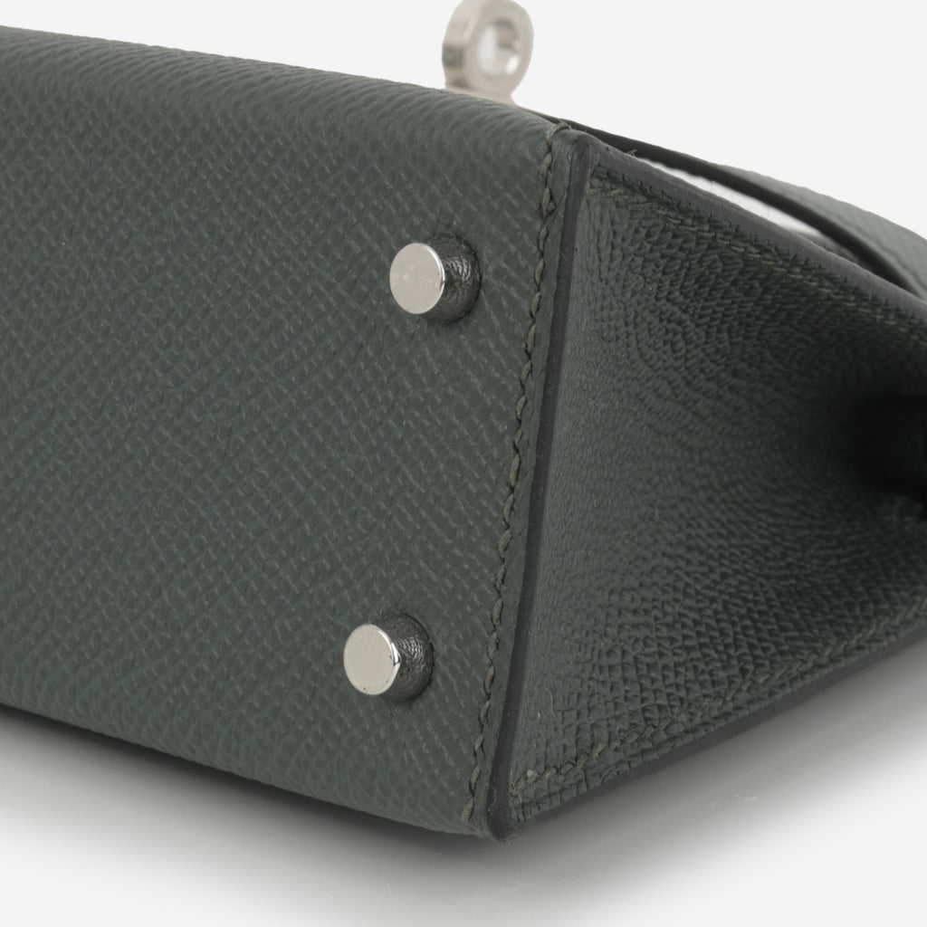 Hermès Mini Kelly Tricolore - Vert Amande / Noir Epsom / Vert Mangrove | Palladium Hardware