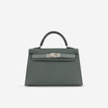 Hermès Mini Kelly Tricolore - Vert Amande / Noir Epsom / Vert Mangrove | Palladium Hardware