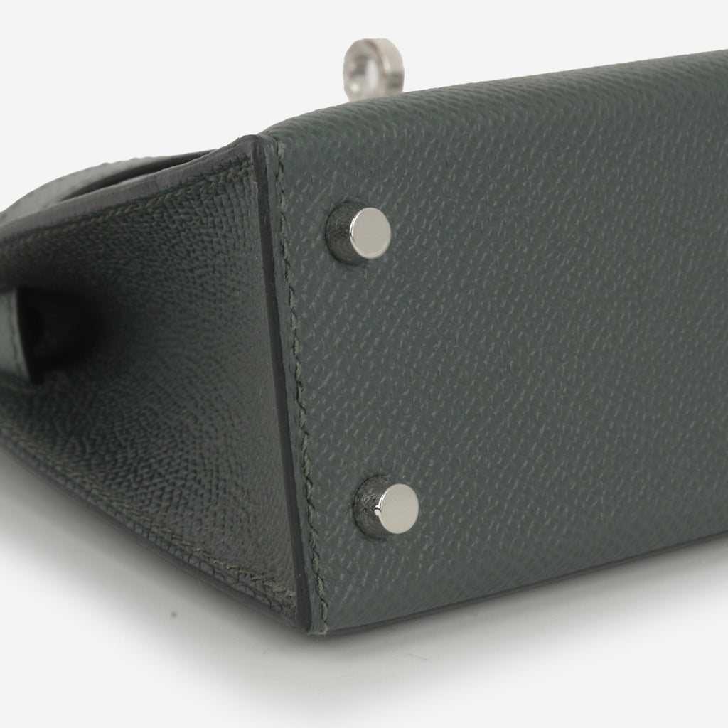 Hermès Mini Kelly Tricolore - Vert Amande / Noir Epsom / Vert Mangrove | Palladium Hardware