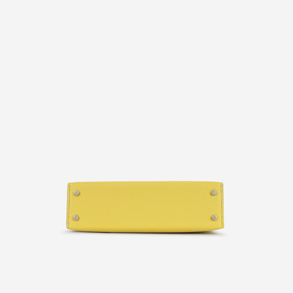 Hermès Verso Mini Kelly - Jaune De Naples Chevron Mysore / Beton Interior | Palladium Hardware