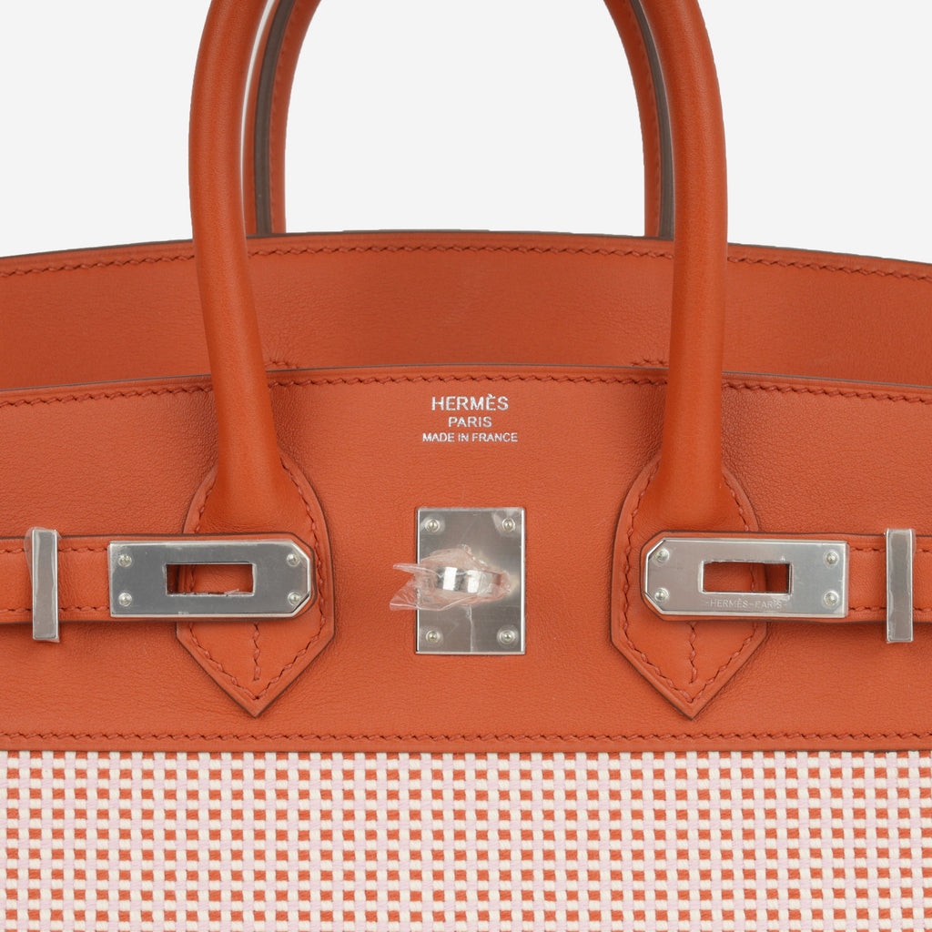 Hermès Birkin 25 - Brique Swift / Mauve Sylvester & Ecru Toile | Palladium Hardware
