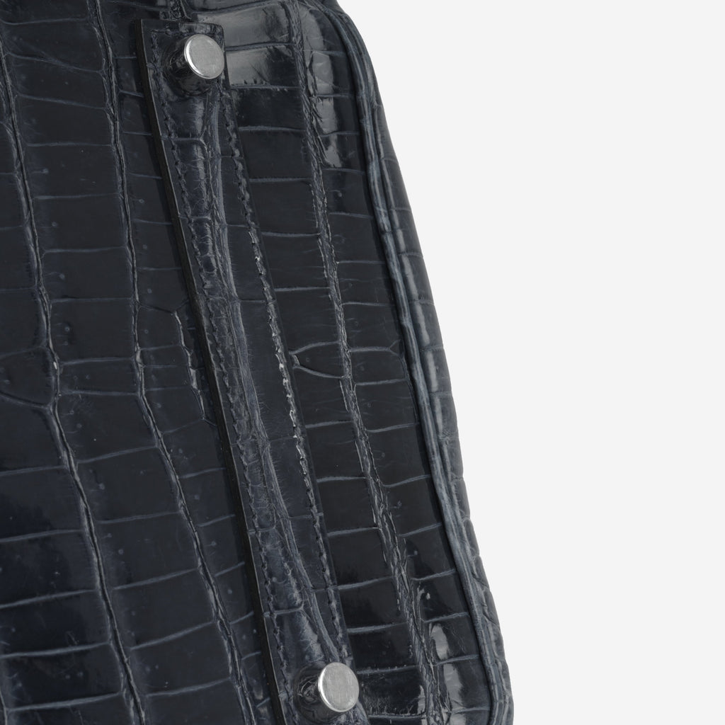 Hermès  Birkin 35 - Bleu De Malte Crocodile Porosus Lisse | Palladium Hardware
