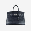 Hermès  Birkin 35 - Bleu De Malte Crocodile Porosus Lisse | Palladium Hardware
