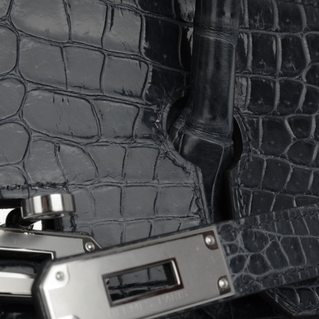 Hermès  Birkin 35 - Bleu De Malte Crocodile Porosus Lisse | Palladium Hardware