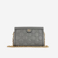 Gucci Ophidia Clasp Clutch on Chain - Grey GG Calfskin | Gold Hardware