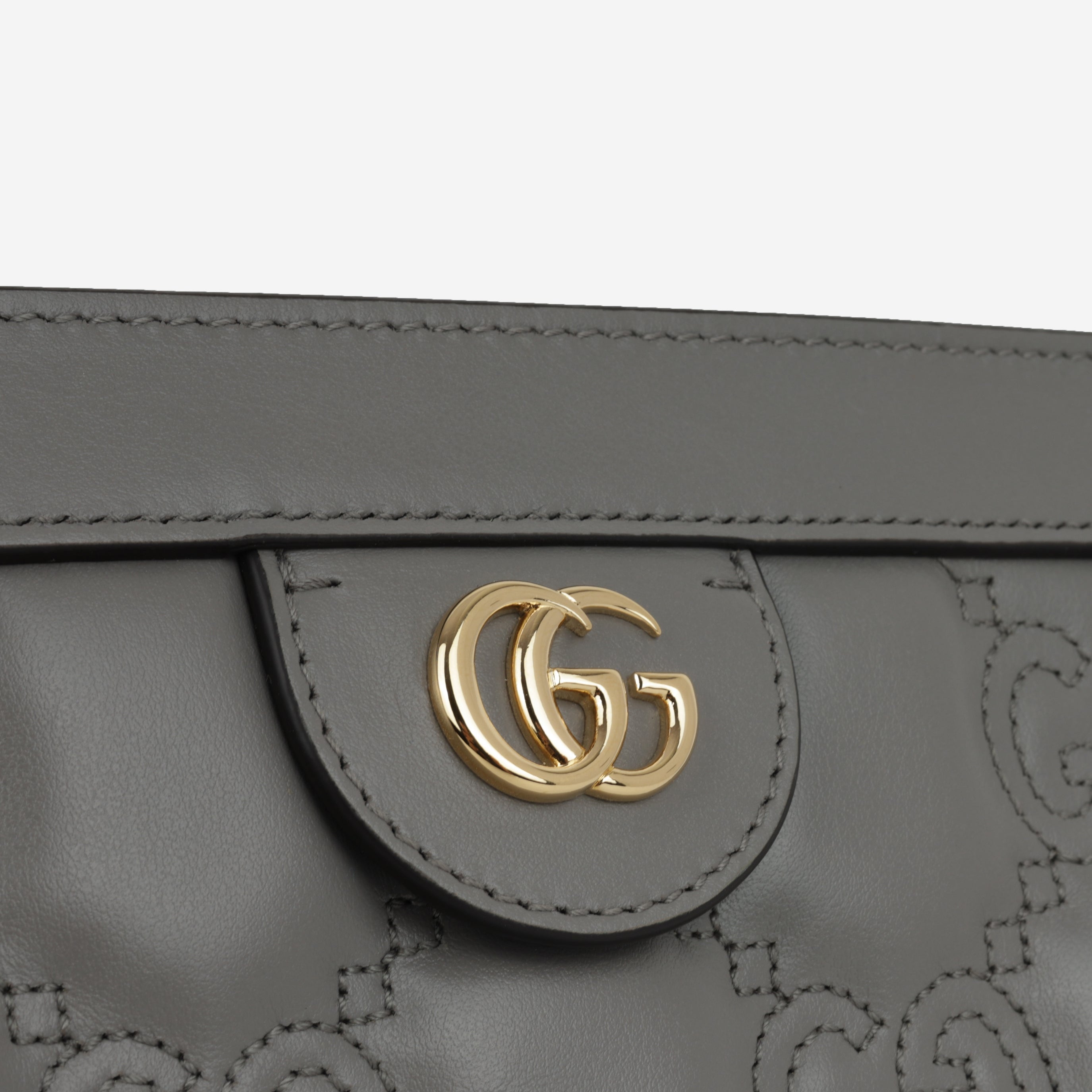 Gucci Ophidia Clasp Clutch on Chain - Grey GG Calfskin | Gold Hardware