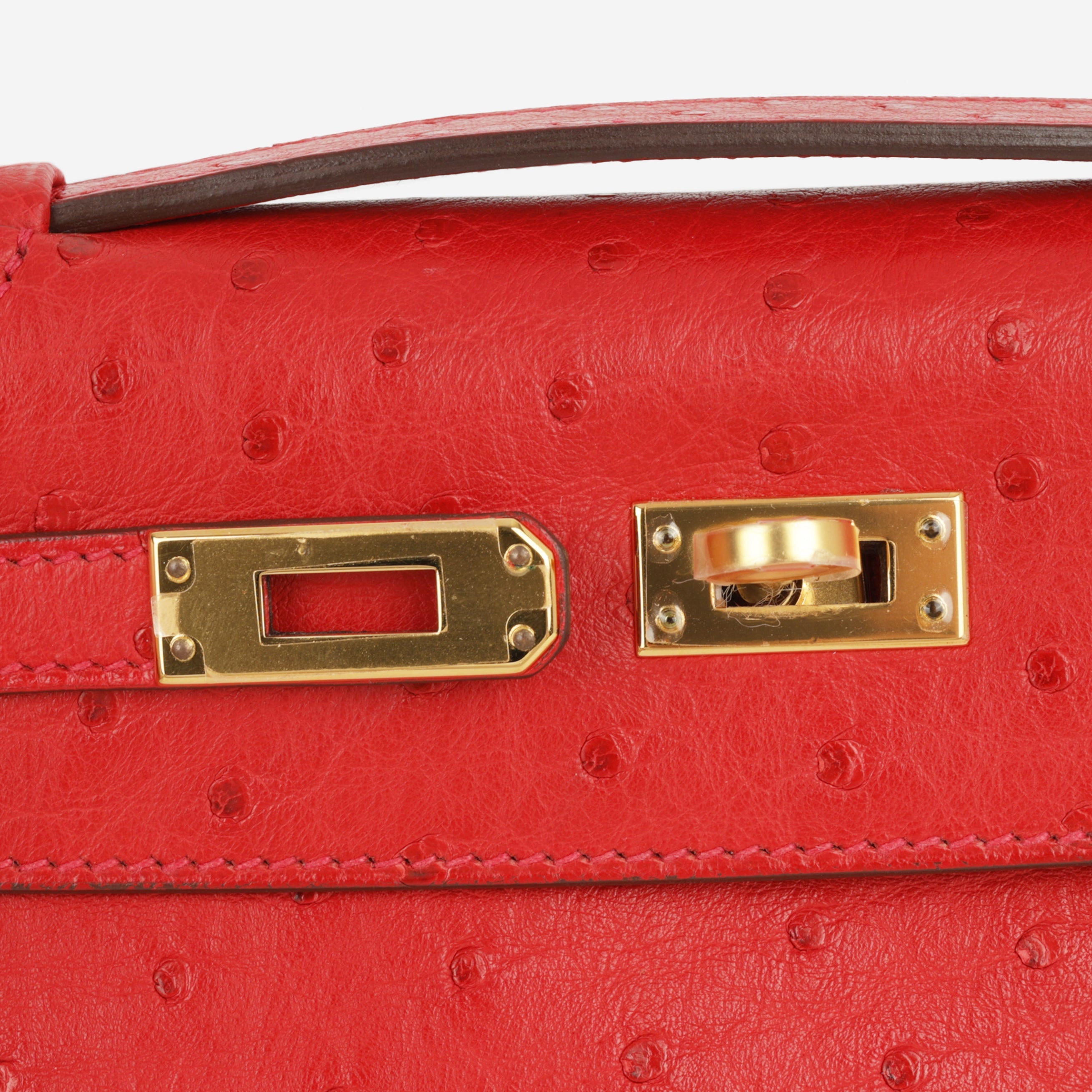 Hermès Kelly Pochette - Rouge Vif Ostrich | Gold Hardware