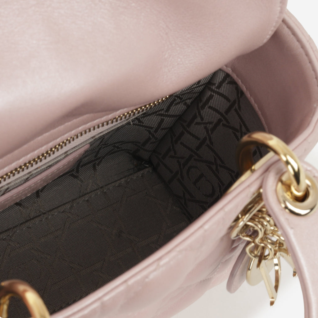 Dior Mini Lady Dior - Pearlescent Pink Lambskin | Champagne Gold Hardware