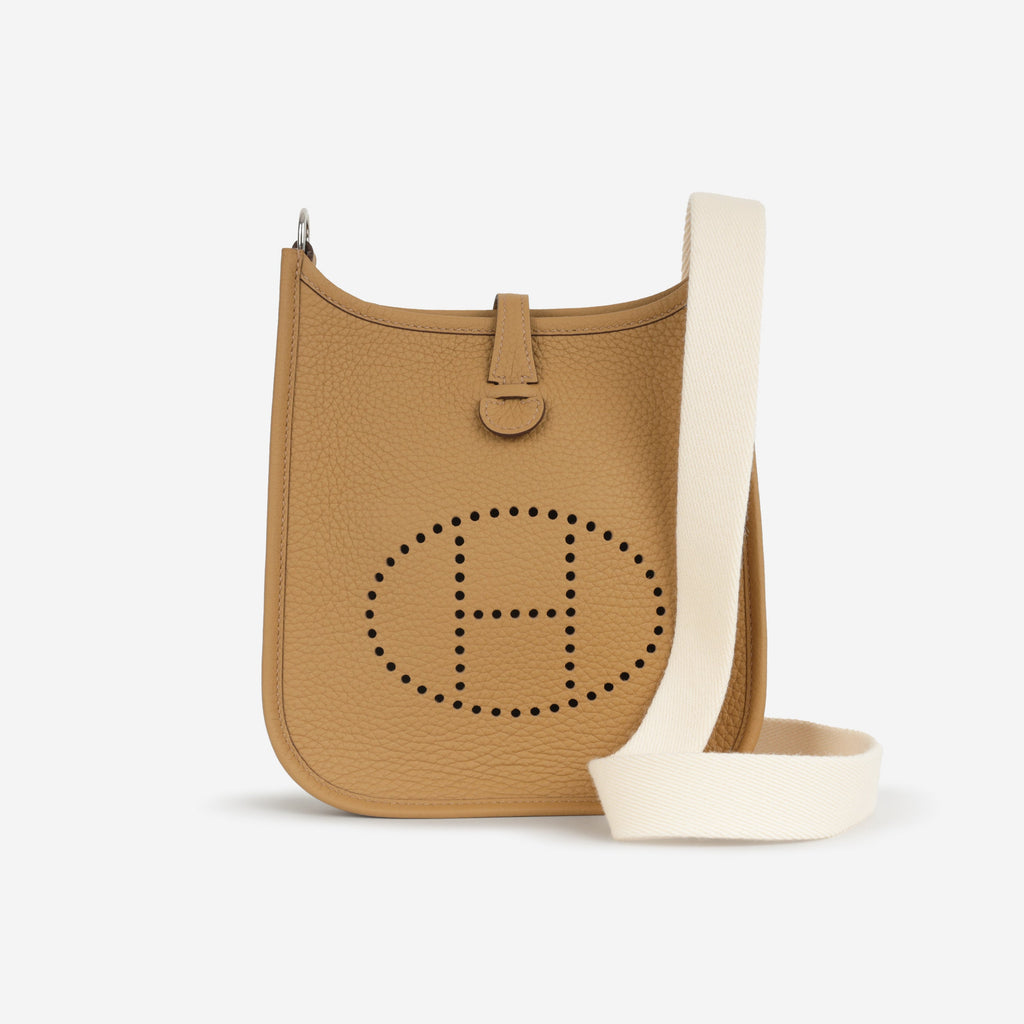 Hermès Mini Evelyne 16  - Biscuit Clemence / Nata Strap | Palladium Hardware