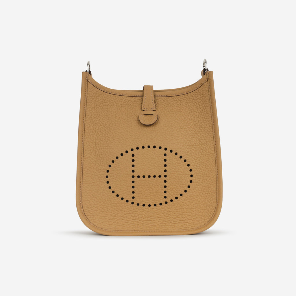 Hermès Mini Evelyne 16  - Biscuit Clemence / Nata Strap | Palladium Hardware