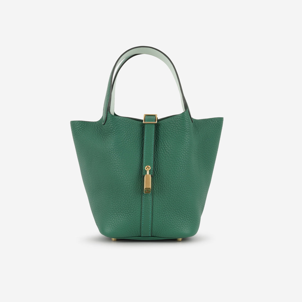 Hermès Picotin 18 Eclat - Vert Moyen / Vert Peppermint Clemence | Gold Hardware