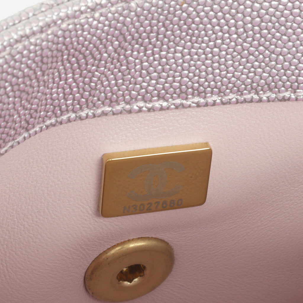 Chanel Mini Coco Handle - Iridescent Lilac Caviar | Champagne Gold Hardware