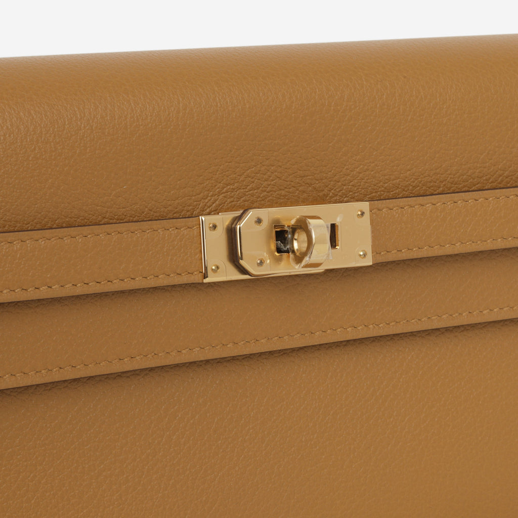 Hermès Kelly To Go Wallet - Caramel Evercolor | Gold Hardware