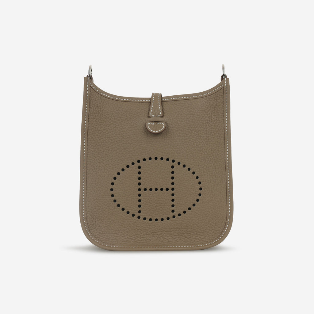 Hermès Mini Evelyne - Etoupe Clemence / Bleu Indigo Strap | Palladium Hardware