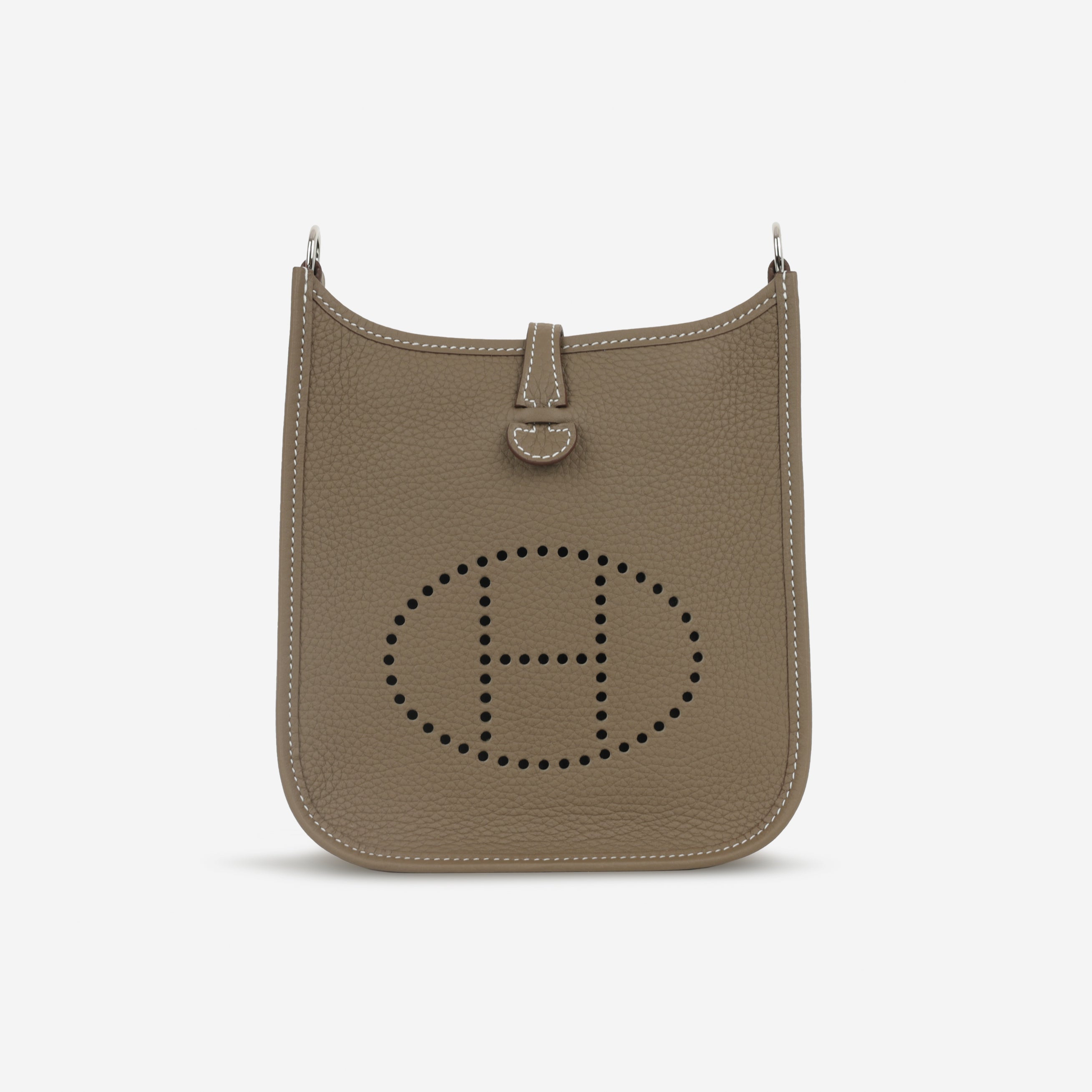 Hermès Mini Evelyne - Etoupe Clemence / Bleu Indigo Strap | Palladium Hardware