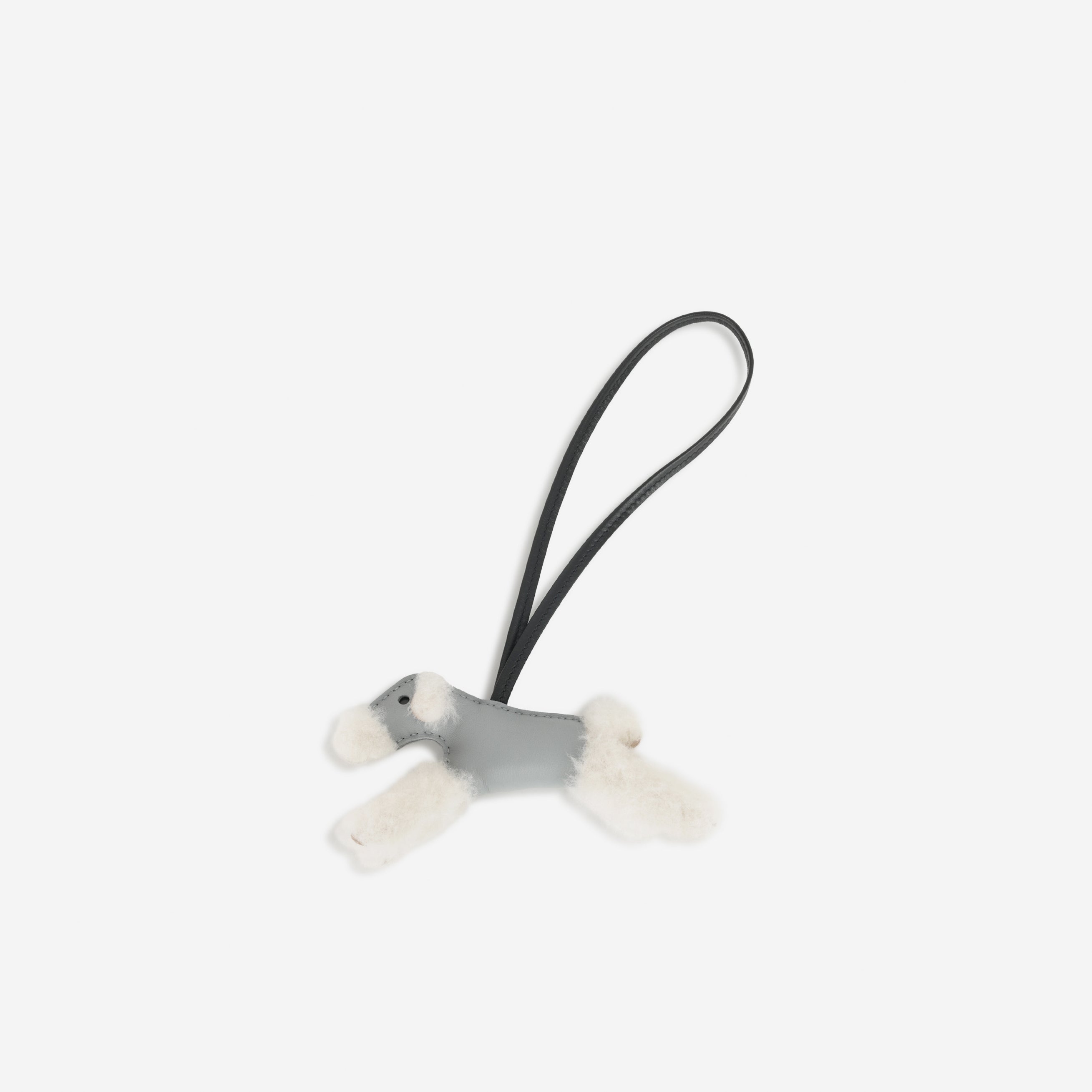 Hermès Budy Charm - Gris Pantin & Noir Agneau / Ecru Merino Wool
