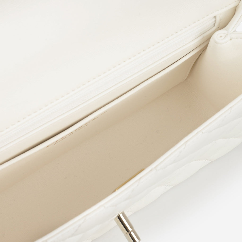 Chanel Mini Top Handle Flap with Strass - Ivory Lambskin  | Champagne Gold Hardware