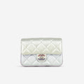 Chanel Classic Mini Wristlet Clutch - Iridescent Rainbow Calfskin | Silver Hardware