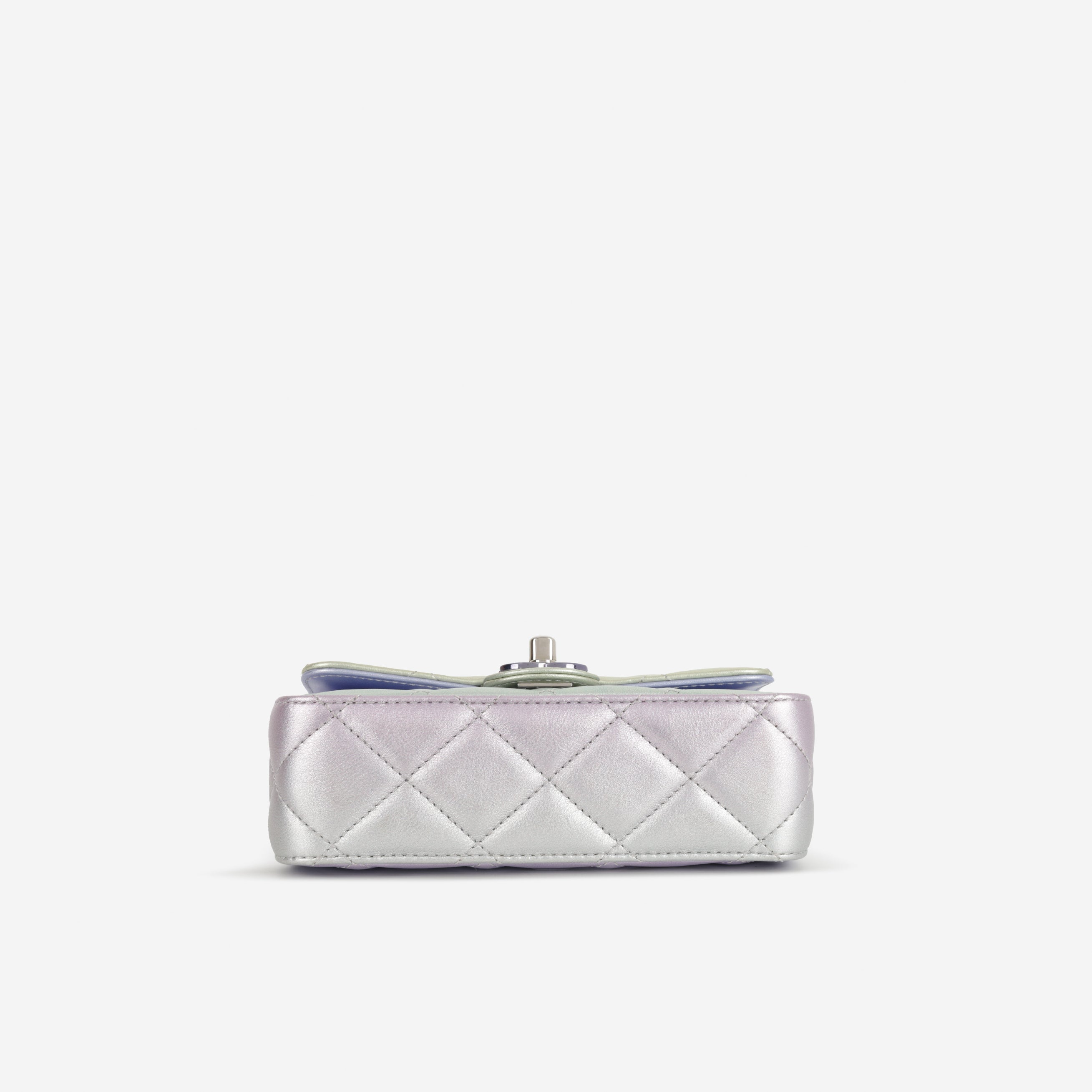 Chanel Classic Mini Wristlet Clutch - Iridescent Rainbow Calfskin | Silver Hardware