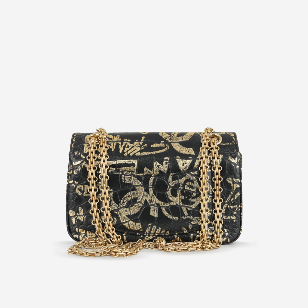 Chanel Mini 2.55 Reissue 224 - Graffiti Croc Embossed | Gold Hardware