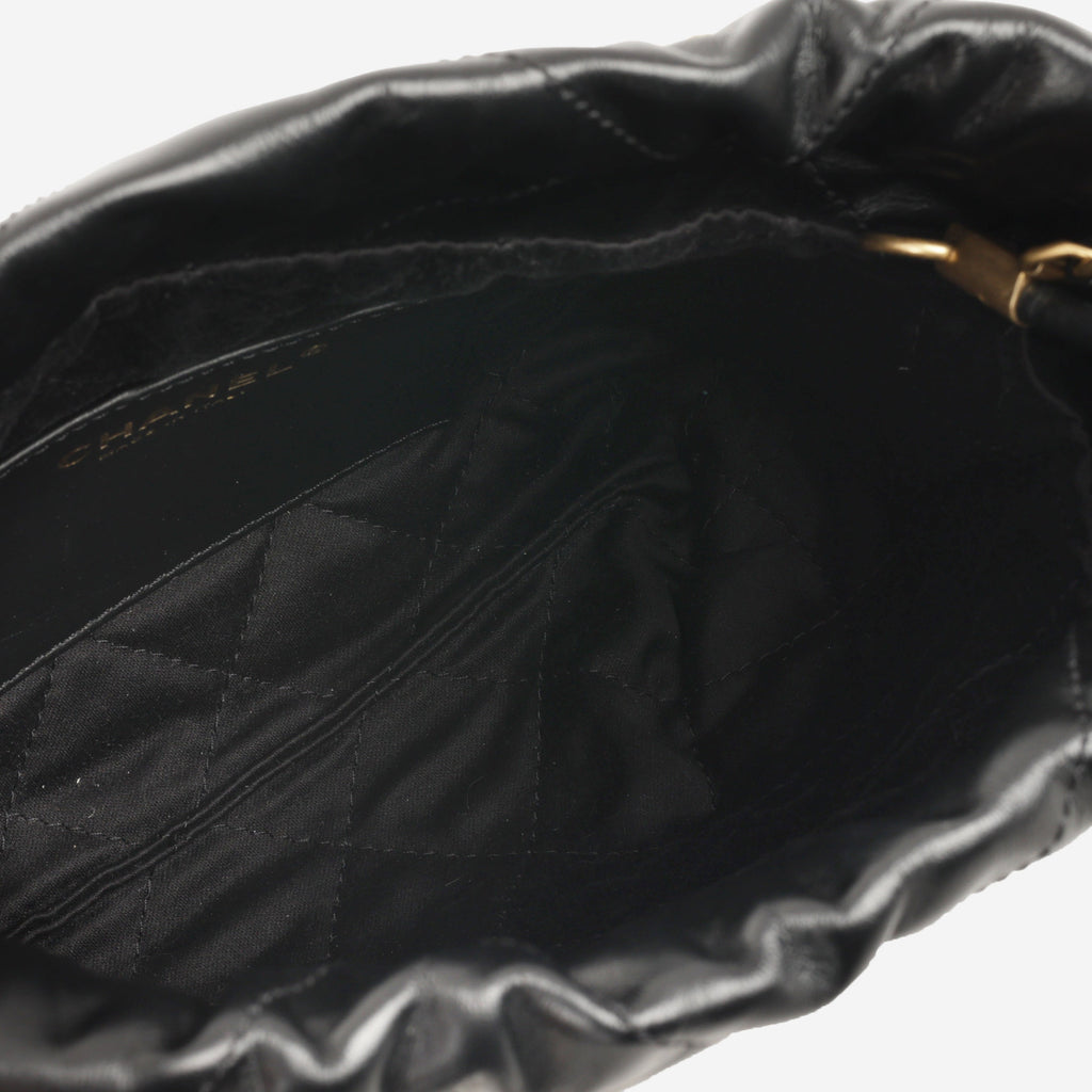 Chanel Mini 22 - Black Calfskin | Gold Hardware