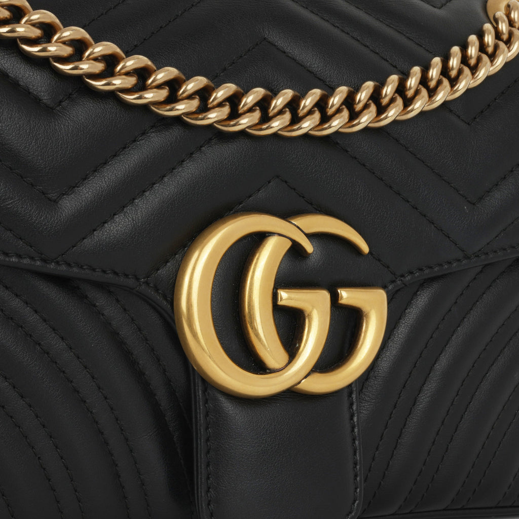 Gucci Medium GG Marmont - Black Calfskin | Gold Hardware