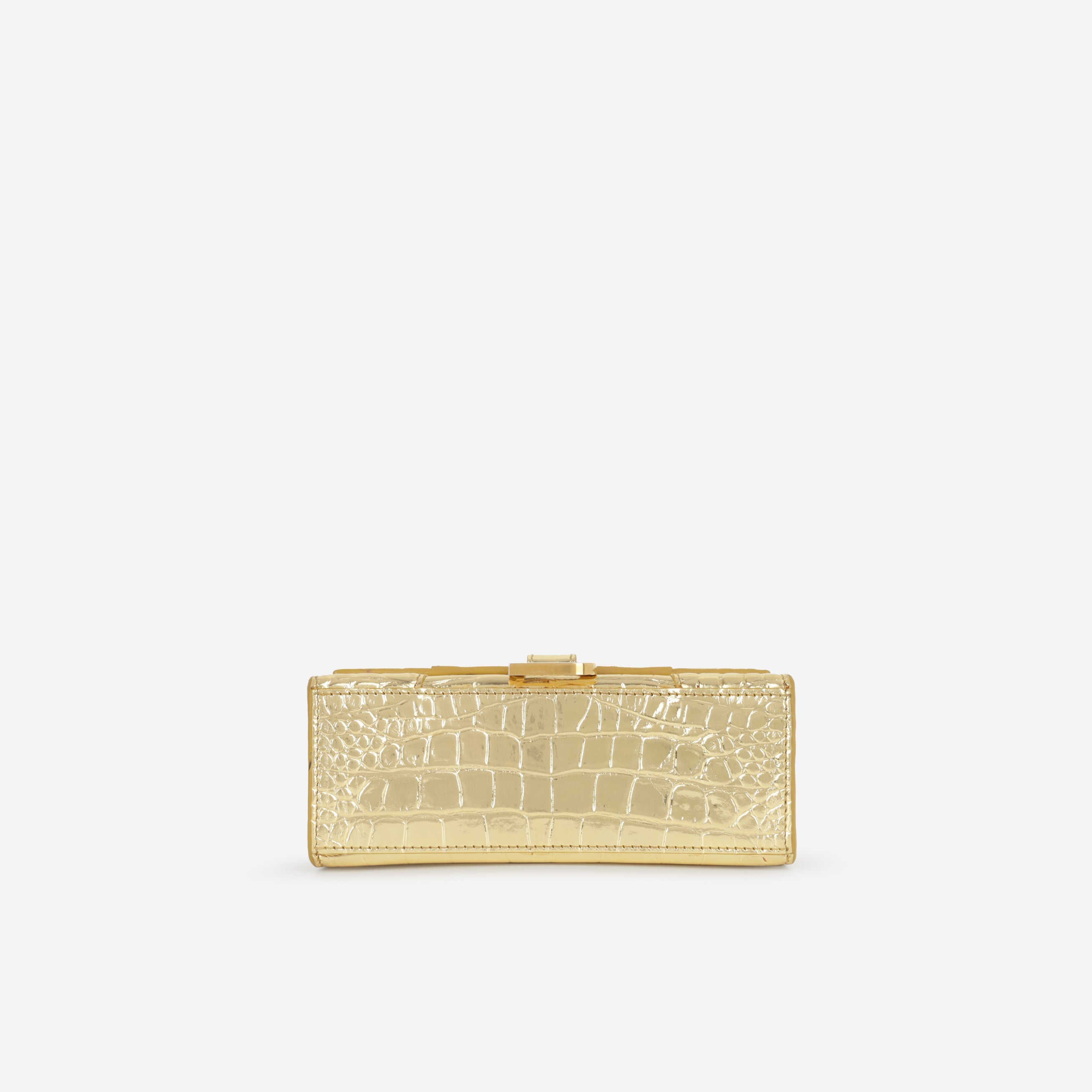 Balenciaga XS Hourglass - Gold Croc Embossed Calfskin | Gold Hardware