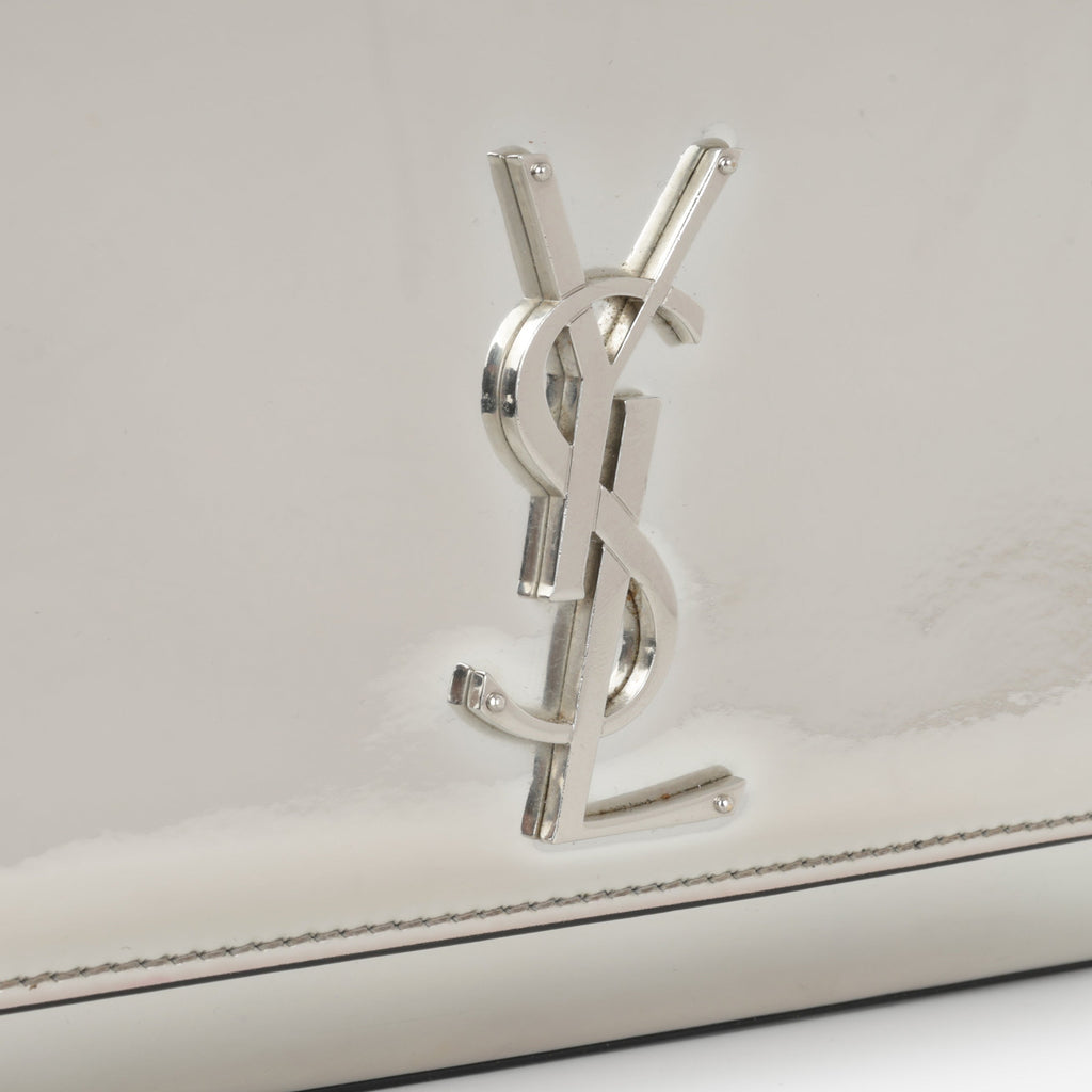 Saint Laurent Small Kate - Silver Patent Calfskin | Silver Hardware